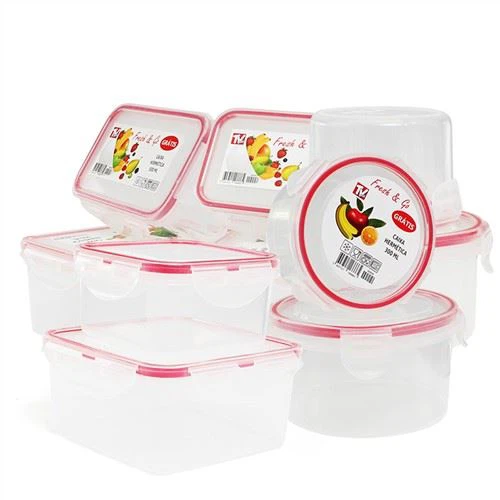 Lufttät matbehållare av plast